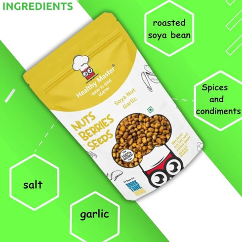 Healthy Master Roasted Soya Nuts | Garlic Flavour
